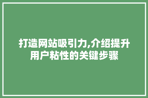 打造网站吸引力,介绍提升用户粘性的关键步骤 打造网站吸引力,介绍提升用户粘性的关键步骤 必应SEO