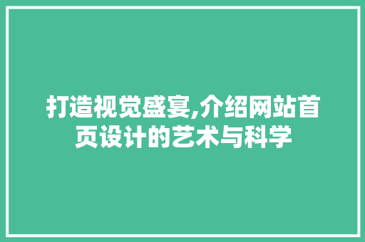 打造视觉盛宴,介绍网站首页设计的艺术与科学