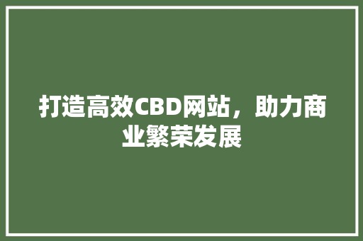 打造高效CBD网站，助力商业繁荣发展 打造高效CBD网站，助力商业繁荣发展 网站建设公司