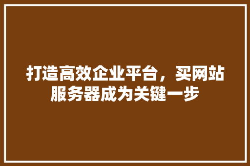 打造高效企业平台，买网站服务器成为关键一步 打造高效企业平台，买网站服务器成为关键一步 网站建设公司