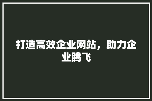 打造高效企业网站，助力企业腾飞 打造高效企业网站，助力企业腾飞 网站建设公司