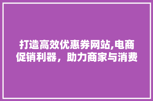 打造高效优惠券网站,电商促销利器，助力商家与消费者共赢