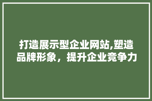 打造展示型企业网站,塑造品牌形象，提升企业竞争力 打造展示型企业网站,塑造品牌形象，提升企业竞争力 神马SEO