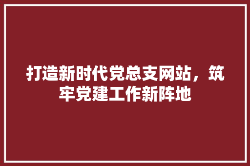 打造新时代党总支网站，筑牢党建工作新阵地 SEO关键词