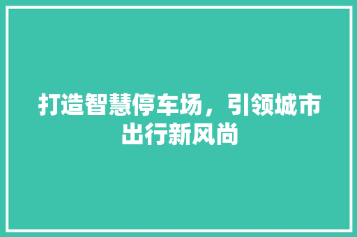 打造智慧停车场，引领城市出行新风尚 打造智慧停车场，引领城市出行新风尚 神马SEO