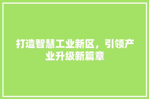 打造智慧工业新区，引领产业升级新篇章 打造智慧工业新区，引领产业升级新篇章 网站建设公司