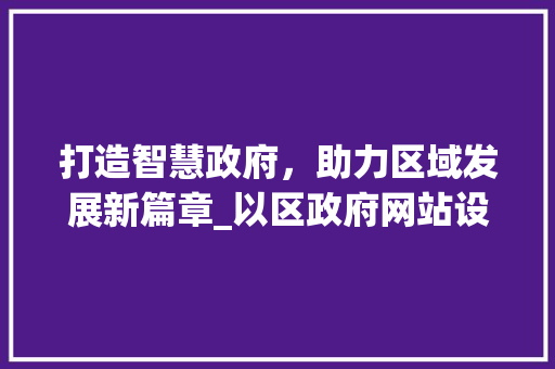 打造智慧政府，助力区域发展新篇章_以区政府网站设计为例