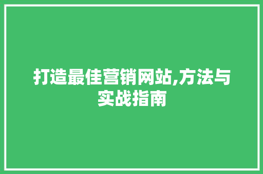 打造最佳营销网站,方法与实战指南 打造最佳营销网站,方法与实战指南 SEO关键词