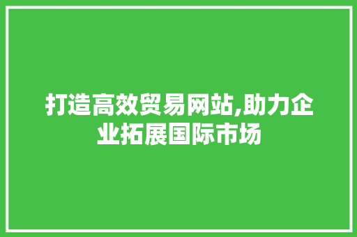 打造高效贸易网站,助力企业拓展国际市场