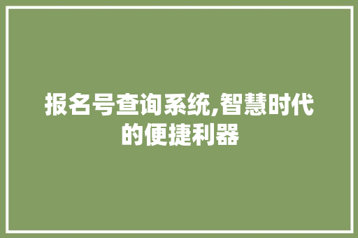 报名号查询系统,智慧时代的便捷利器 报名号查询系统,智慧时代的便捷利器 网站建设公司