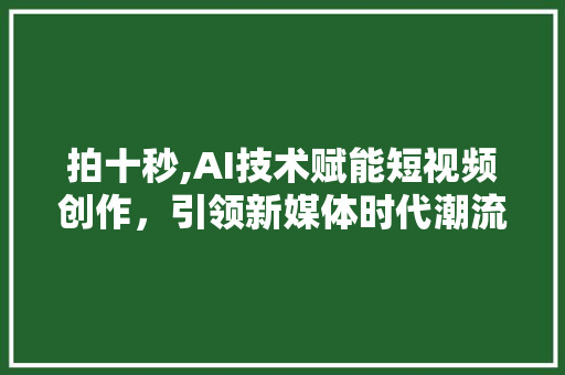 拍十秒,AI技术赋能短视频创作，引领新媒体时代潮流 拍十秒,AI技术赋能短视频创作，引领新媒体时代潮流 SEO关键词