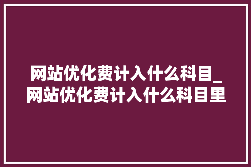 网站优化费计入什么科目_网站优化费计入什么科目里面。 网站优化费计入什么科目_网站优化费计入什么科目里面。 百度SEO