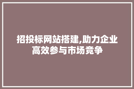 招投标网站搭建,助力企业高效参与市场竞争 SEO关键词 招投标网站搭建,助力企业高效参与市场竞争 招投标网站搭建,助力企业高效参与市场竞争 SEO关键词