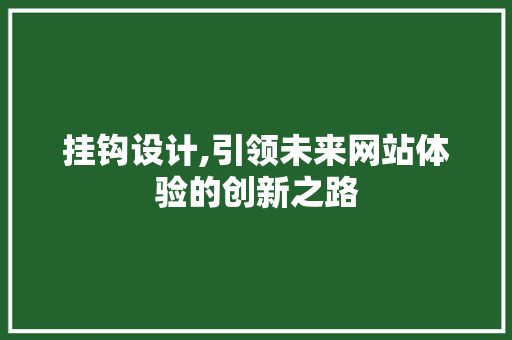 挂钩设计,引领未来网站体验的创新之路