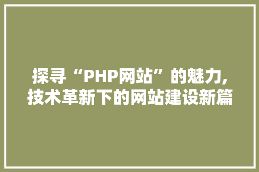 探寻“PHP网站”的魅力,技术革新下的网站建设新篇章 探寻“PHP网站”的魅力,技术革新下的网站建设新篇章 网站建设公司