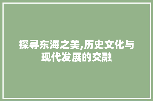 探寻东海之美,历史文化与现代发展的交融 探寻东海之美,历史文化与现代发展的交融 神马SEO
