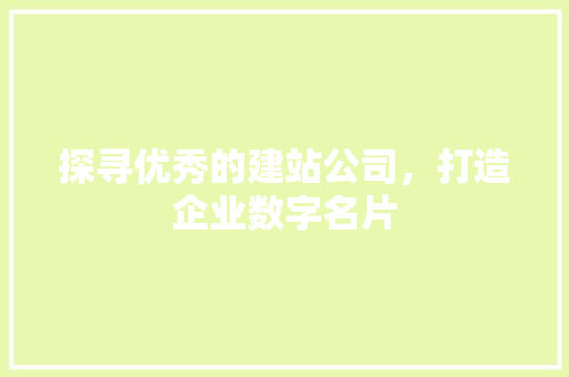 探寻优秀的建站公司，打造企业数字名片 探寻优秀的建站公司，打造企业数字名片 必应SEO