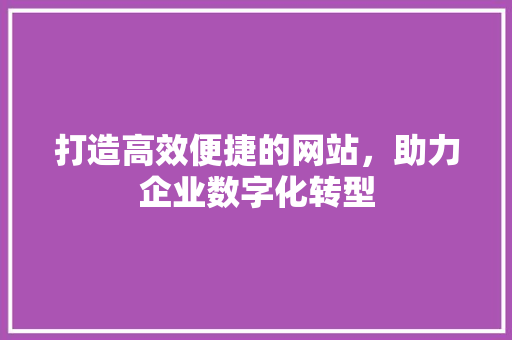 打造高效便捷的网站，助力企业数字化转型 打造高效便捷的网站，助力企业数字化转型 神马SEO