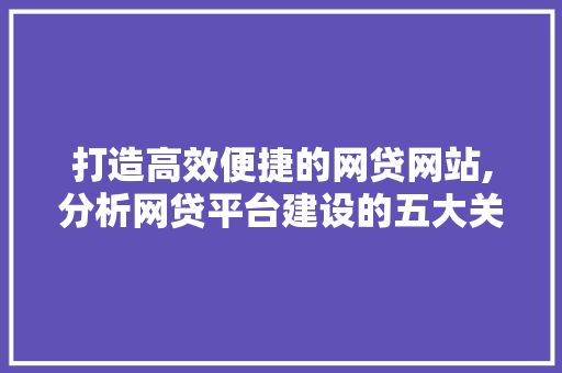 打造高效便捷的网贷网站,分析网贷平台建设的五大关键要素 打造高效便捷的网贷网站,分析网贷平台建设的五大关键要素 搜狗SEO