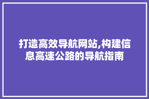 打造高效导航网站,构建信息高速公路的导航指南 打造高效导航网站,构建信息高速公路的导航指南 SEO关键词