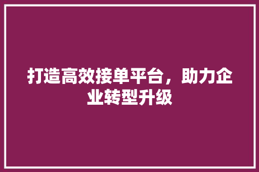 打造高效接单平台，助力企业转型升级 打造高效接单平台，助力企业转型升级 网站建设公司