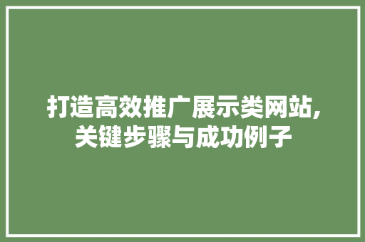 打造高效推广展示类网站,关键步骤与成功例子 打造高效推广展示类网站,关键步骤与成功例子 SEO关键词