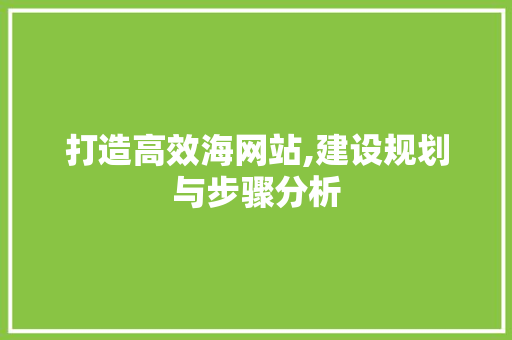 打造高效海网站,建设规划与步骤分析 打造高效海网站,建设规划与步骤分析 神马SEO