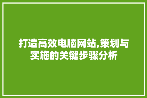 打造高效电脑网站,策划与实施的关键步骤分析 打造高效电脑网站,策划与实施的关键步骤分析 必应SEO