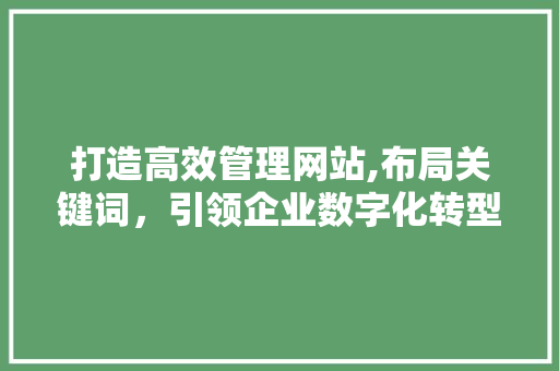 打造高效管理网站,布局关键词,引领企业数字化转型升级 SEO关键词 打造高效管理网站,布局关键词,引领企业数字化转型升级 打造高效管理网站,布局关键词,引领企业数字化转型升级 SEO关键词