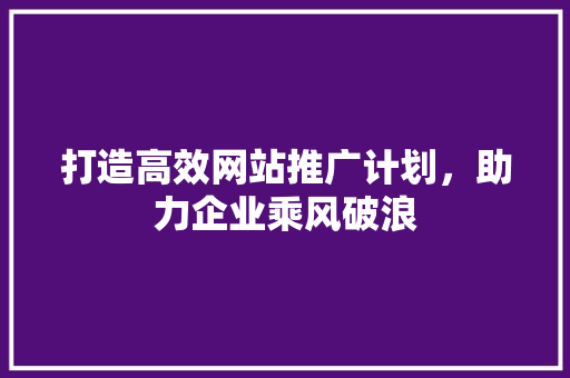 打造高效网站推广计划，助力企业乘风破浪 打造高效网站推广计划，助力企业乘风破浪 必应SEO