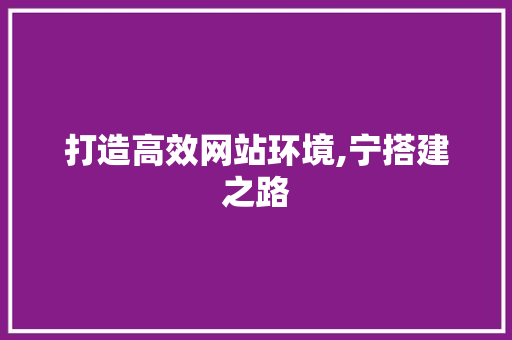 打造高效网站环境,宁搭建之路 打造高效网站环境,宁搭建之路 网站建设公司