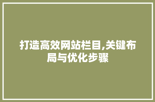 打造高效网站栏目,关键布局与优化步骤 打造高效网站栏目,关键布局与优化步骤 SEO关键词