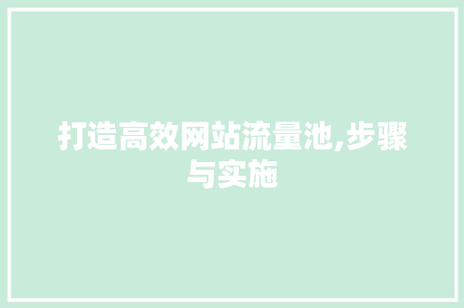 打造高效网站流量池,步骤与实施 打造高效网站流量池,步骤与实施 SEO关键词