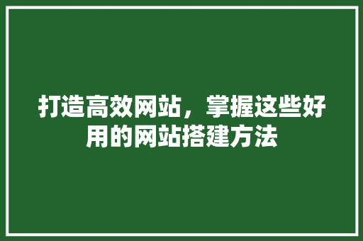 打造高效网站，掌握这些好用的网站搭建方法 打造高效网站，掌握这些好用的网站搭建方法 必应SEO