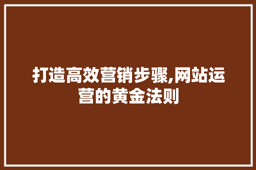 打造高效营销步骤,网站运营的黄金法则 打造高效营销步骤,网站运营的黄金法则 SEO关键词