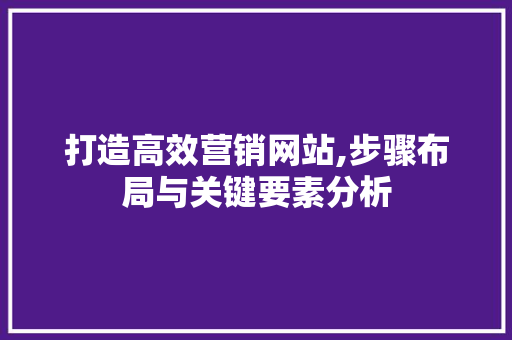 打造高效营销网站,步骤布局与关键要素分析 打造高效营销网站,步骤布局与关键要素分析 网站建设公司