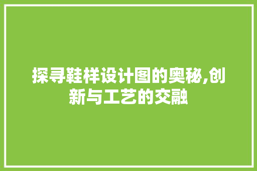 探寻鞋样设计图的奥秘,创新与工艺的交融 探寻鞋样设计图的奥秘,创新与工艺的交融 SEO关键词