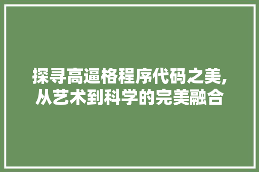 探寻高逼格程序代码之美,从艺术到科学的完美融合 探寻高逼格程序代码之美,从艺术到科学的完美融合 SEO关键词