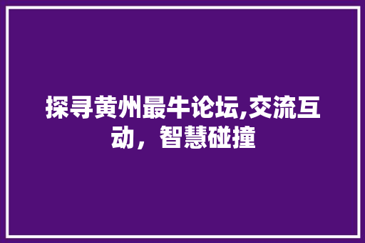 探寻黄州最牛论坛,交流互动，智慧碰撞 探寻黄州最牛论坛,交流互动，智慧碰撞 神马SEO
