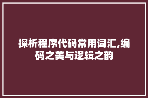 探析程序代码常用词汇,编码之美与逻辑之韵 探析程序代码常用词汇,编码之美与逻辑之韵 必应SEO