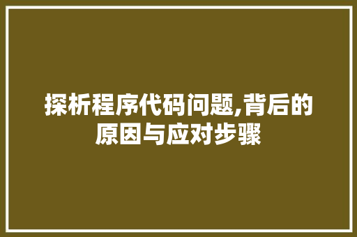探析程序代码问题,背后的原因与应对步骤 探析程序代码问题,背后的原因与应对步骤 必应SEO