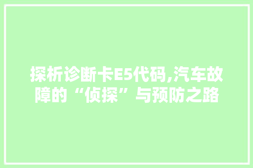 探析诊断卡E5代码,汽车故障的“侦探”与预防之路
