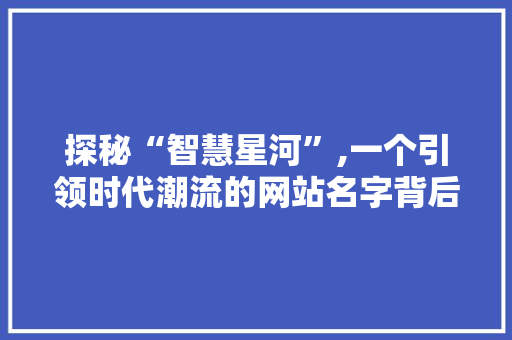 探秘“智慧星河”,一个引领时代潮流的网站名字背后的故事 探秘“智慧星河”,一个引领时代潮流的网站名字背后的故事 神马SEO