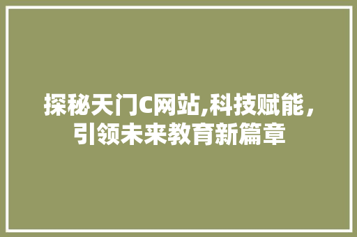 探秘天门C网站,科技赋能，引领未来教育新篇章