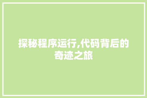 探秘程序运行,代码背后的奇迹之旅 探秘程序运行,代码背后的奇迹之旅 SEO关键词