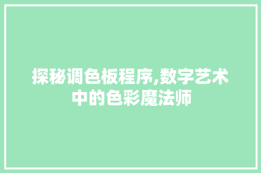 探秘调色板程序,数字艺术中的色彩魔法师 探秘调色板程序,数字艺术中的色彩魔法师 网站建设公司