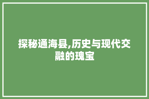 探秘通海县,历史与现代交融的瑰宝