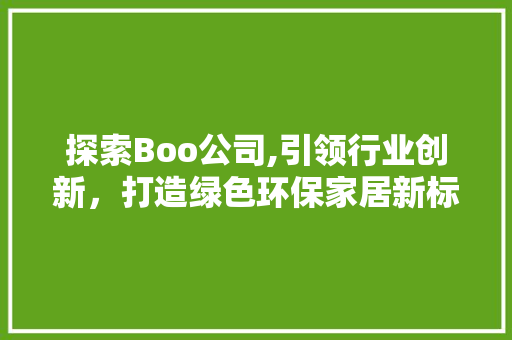 探索Boo公司,引领行业创新，打造绿色环保家居新标杆 探索Boo公司,引领行业创新，打造绿色环保家居新标杆 SEO关键词