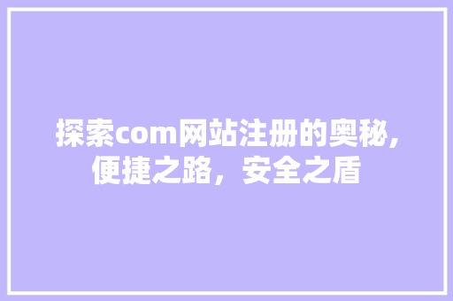 探索com网站注册的奥秘,便捷之路，安全之盾 探索com网站注册的奥秘,便捷之路，安全之盾 SEO关键词