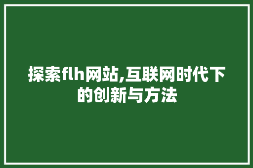 探索flh网站,互联网时代下的创新与方法 探索flh网站,互联网时代下的创新与方法 神马SEO